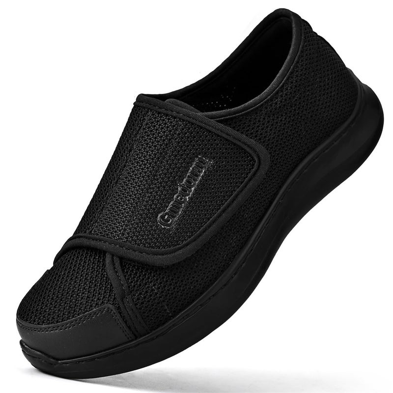 Gmedonm Mens Wide Width Shoes with Easy Put On Adjustable Lightweight for Diabetic Edema Bunions Arthritis Swollen Feet Elderly Walking Widening Shoes